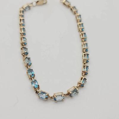 10k Yellow Gold Blue Topaz Bracelet 