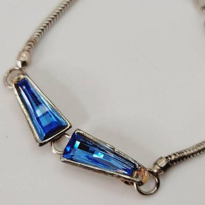 Brilliant Blue Vintage Sterling Bracelet 