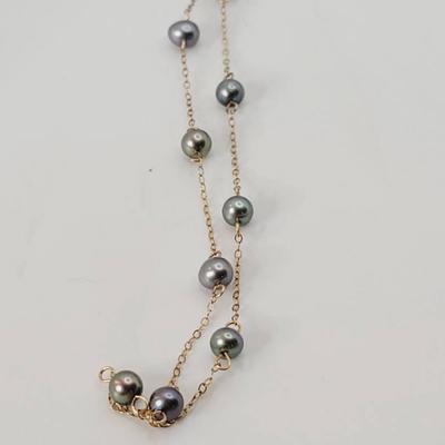10k Yellow Gold Real Pearl Choker Necklace 15"
