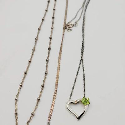 Sterling Necklaces and One Bracelet Daily Wear Pieces - 3 Piece Lot 