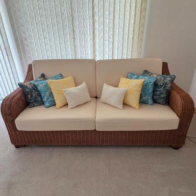 Lot #215 - Rattan Sofa From Dubai With Throw Pillows
