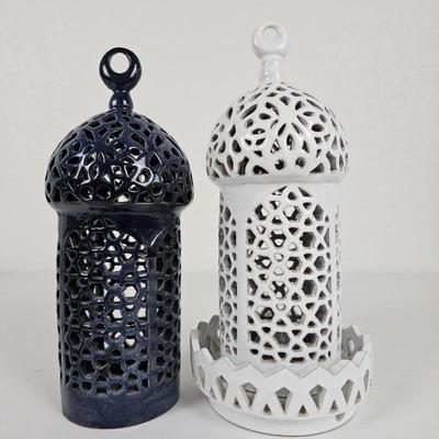 Lot #125 - Moroccan Ceramic Hurricane Luminaire Fairy Lamps