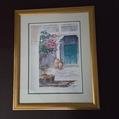 Lot #190 - Hand Signed & Framed Lithograph From Dubai by P.A. Ayakhni
