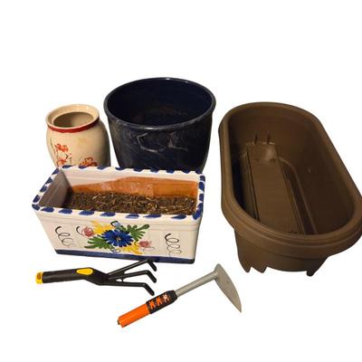 Lot #234 - Planters and Garden Tools
