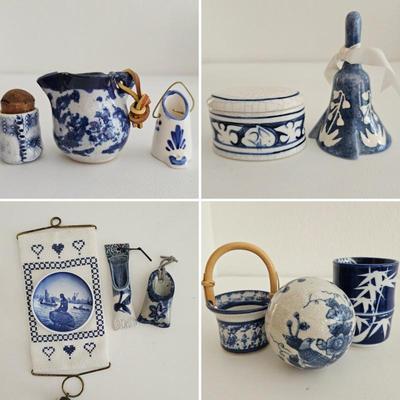 Lot #89 - Small Blue & White Pottery & Porcelain Collectibles