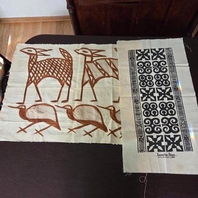 Lot #181 - African Textiles - Hand Painted Adinkra Symbols Ghana, Korhogo Cloth From Senufo People Korhogo Region Ivory Coast