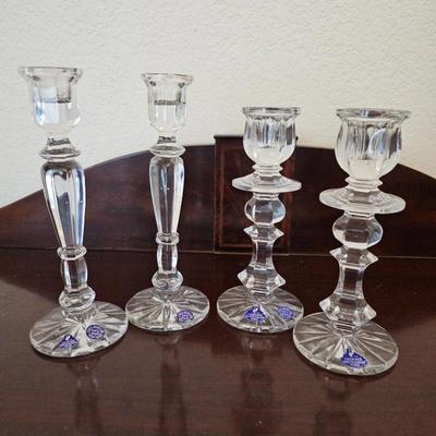 Lot #156 - Two Pairs of Lead Crystal Candlesticks From Gus Crystal Factory (Gusevsky Khrustalny Zavod) in Russia