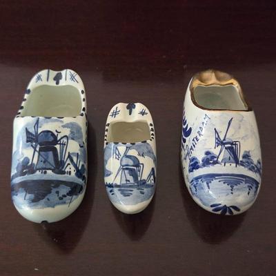 Lot #175 - Signed Delft Blue and White Dutch Shoes Clogs