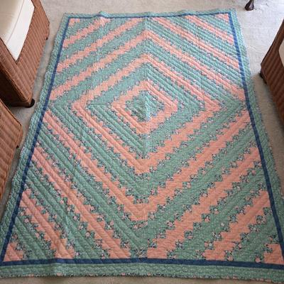 Lot #225 - Diamond Pattern Patchwork Quilt XL Twin