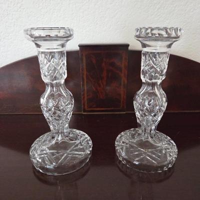 Lot #159 - Pair of Crystal Candlesticks