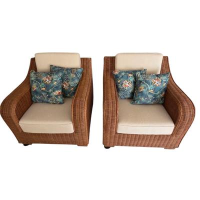 Lot #216 - Rattan Chairs From Dubai With Throw Pillows