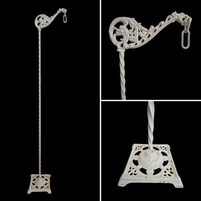 Lot #123 - Vintage Sculptural Metal Floor Lamp Lantern Holder