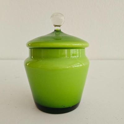 Lot #87 - Mid Century Green Glass Apothecary or Candy Jar