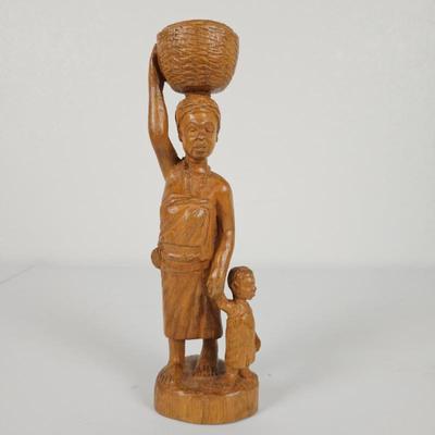 Lot #104 - George Obeng Ghana Hand Carved Teak Wood Motherhood Sculpture