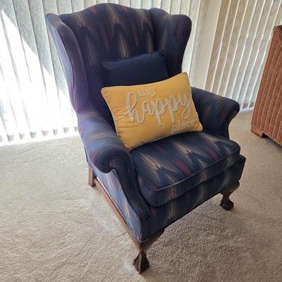Lot #214 - Flame Stitch Wingback Chair With Ball-And-Claw Feet