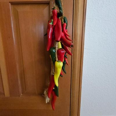 Lot #124 - Ceramic Chili Pepper Ristra on Woven Rope