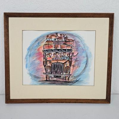Lot #107 - "T.R.A.V.E.L" by Ghanaian artist John Kofi Ayree - Original Watercolor
