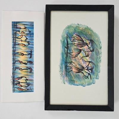 Lot #108 - Two Original Signed Watercolors by Ghanaian Artist John Kofi Ayree