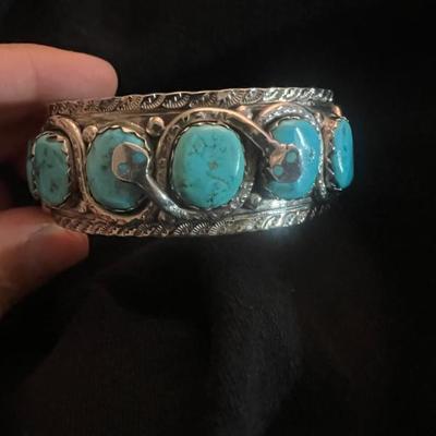 EFFIE CALAVAZA ZUNI STERLING & TURQUOISE