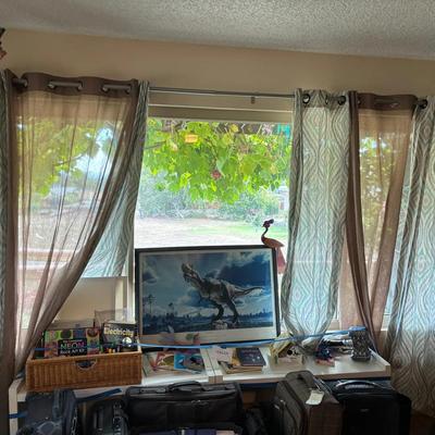 Th217 1 pair of large green brown curtains