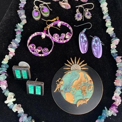 Th224 aqua purple costume jewelry