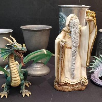 Th117 metal mugs and fantasy figures