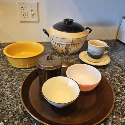 Collection of Various Vintage Ceramic and Pottery Pieces Assorted Ceramic Bowls, Mug & Serving