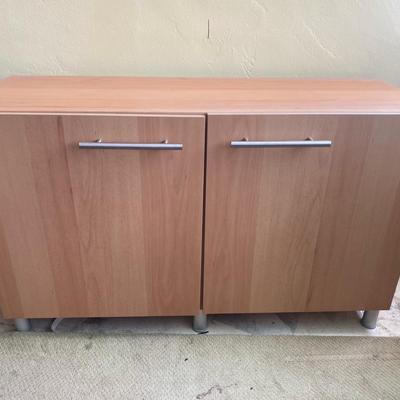 IKEA Desk / Table and Cabinet Modern Two-Door Storage Cabinet with Silver Handles