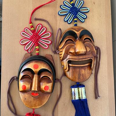 Traditional Yang Hahoe Yang Ban & Bu-Ne Korean Hand Carved Wood Masks
