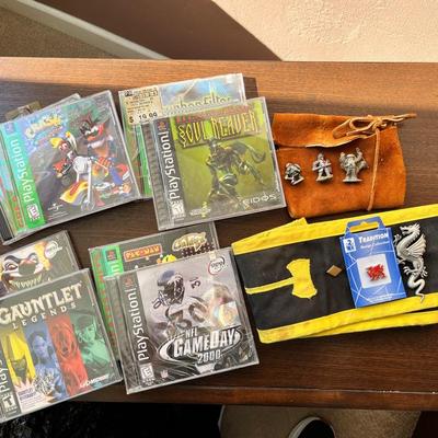 PlayStation PS1 Game Lot + Pewter Minis & Martial-Arts Sash/Pin