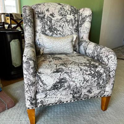 Upholstered Armchair With World Map