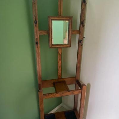 Antique Hall Tree Coat Rack, Umbrella Stand