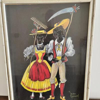 Hand Drawn Folk Couple - Signed By Artist