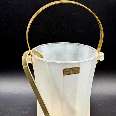 Arte Murano Glass Ice Bucket With Sticker & Tongs