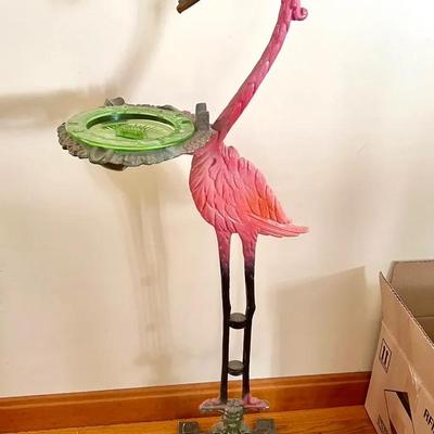36” 1920s Pink Flamingo Polychrome Cast Iron