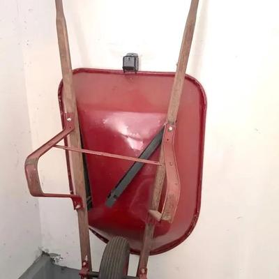 Red Metal Wheelbarrow 