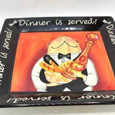 Certified International “Dinner is Served” Square Platter by Tracy Flickinger