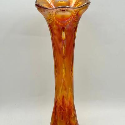 Imperial Beaded Bullseye Marigold Carnival Glass Swung Vase #1