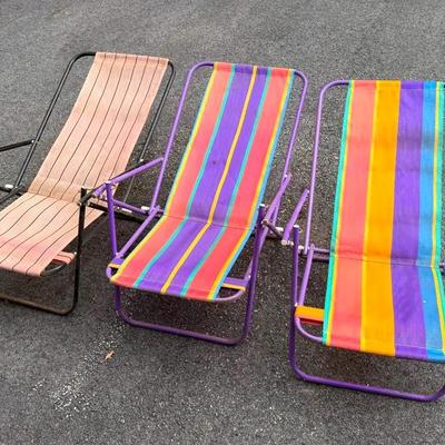 (3) Folding Beach Chairs 