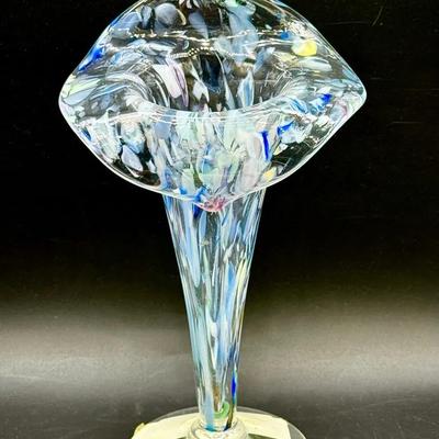 Art Glass Jack-in-the-Pulpit Vase with Pastel Swirl Design #2