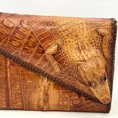 Vintage Genuine Alligator Purse with Full Head and Feet Detail