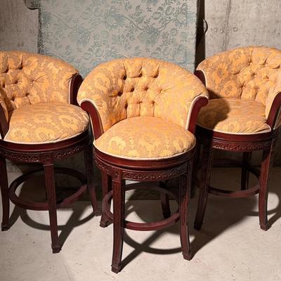 (3) Beautifully Cushioned Swivel Stools 