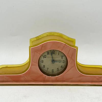 Vintage Art Deco Style Clock Bakelite Celluloid