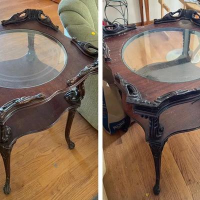 Pair of Mahogany & Glass Side Tables — Imperfect 
