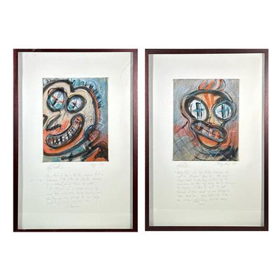 (2pc) Abstract Mixed Media Portraits
