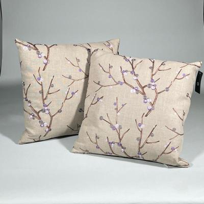 (2pc) D.V. KAP Home Matching Throw Pillows With Embroidered Berries On Branches
