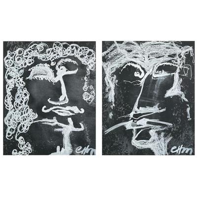 (2pc) E.H.M. SIGNED ABSTRACT FACE PRINTS
