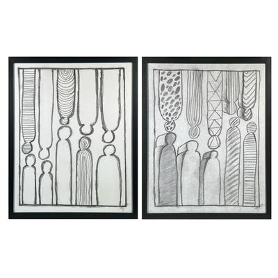 (2pc) Complimentary Abstract Giclee Drawings
