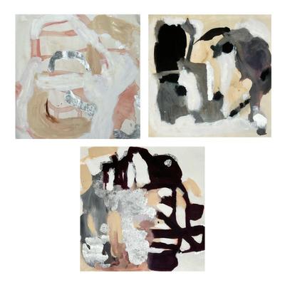 (3pc) SILVER LEAF MIXED MEDIA ABSTRACTS
