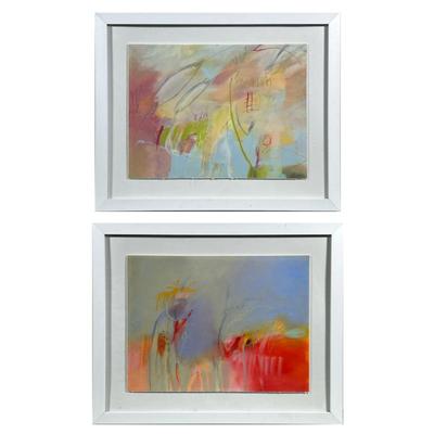 (2pc) Contemporary Abstract Complimentary Paintings
